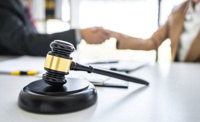 Handshake after good deal agreement, Law and Legal concept